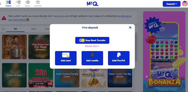 Step 4: Deposit funds to your online bingo account